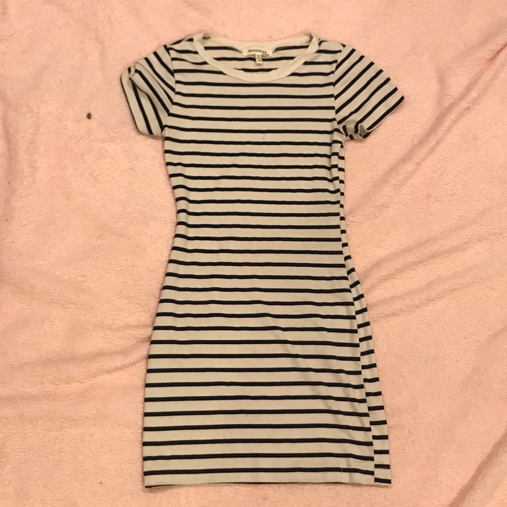 Fitted Navy and White Dress